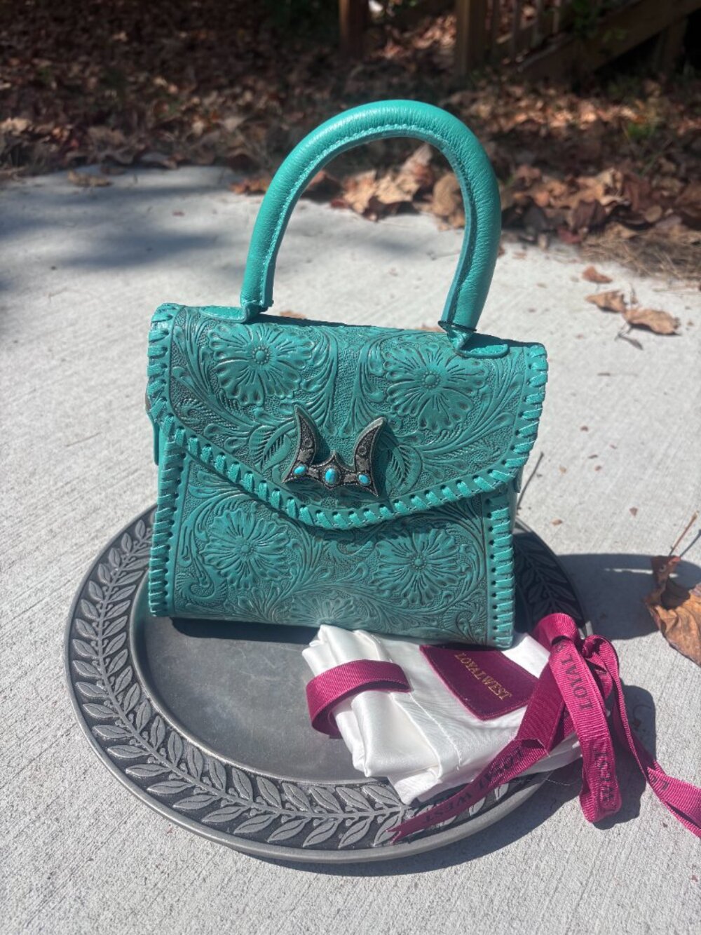 Loyal West Teal Leather Purse w/ Shoulder Strap - NWT SS25